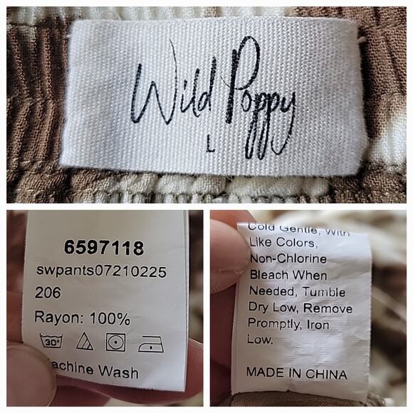 Wild Poppy Knotted Split Thigh Tie Ankle Hem Pants Tie Dye Beach Cover-Up Resort - Picture 10 of 11